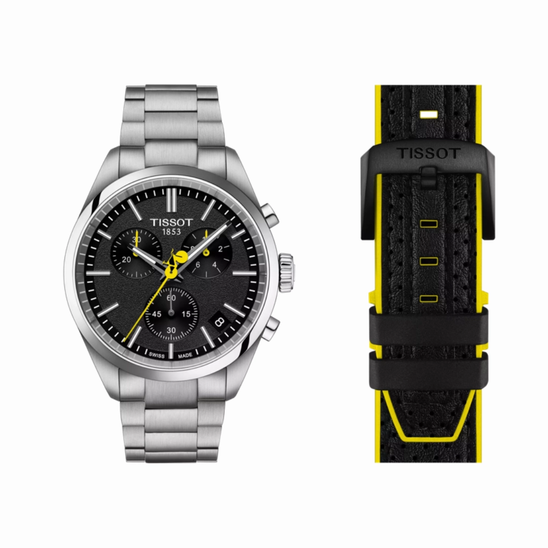 Tissot PR100 Tour De France 2024 Asphalt Stainless steel Watch with Interchangeable Strap and Black Dial