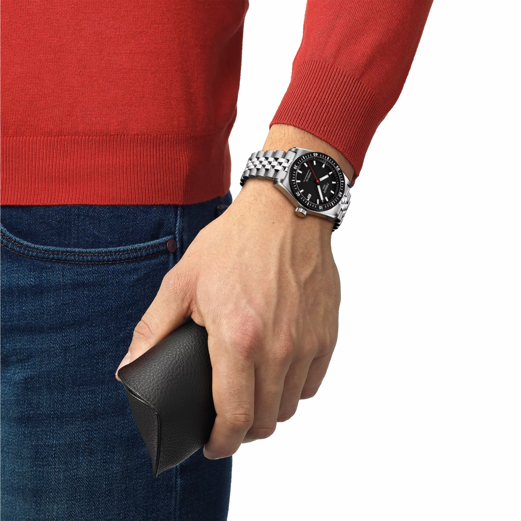 TISSOT PR516 POWERMATIC 80 38mm BLACK DIAL STEEL WATCH T1494071105100