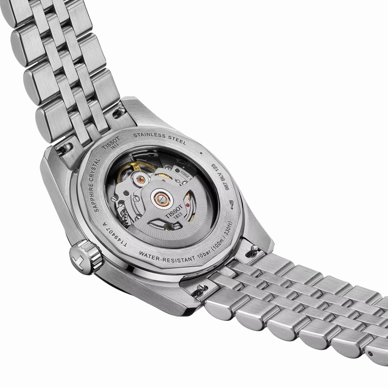 TISSOT PR516 POWERMATIC 80 38mm BLACK DIAL STEEL WATCH T1494071105100