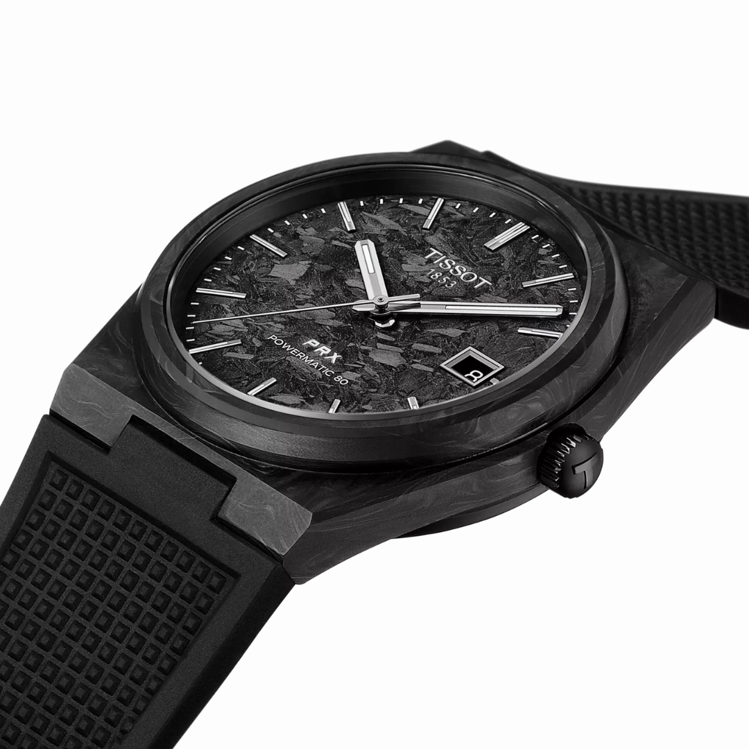 Tissot PRX 40mm Powermatic 80 Watch with Carbon Black Dial