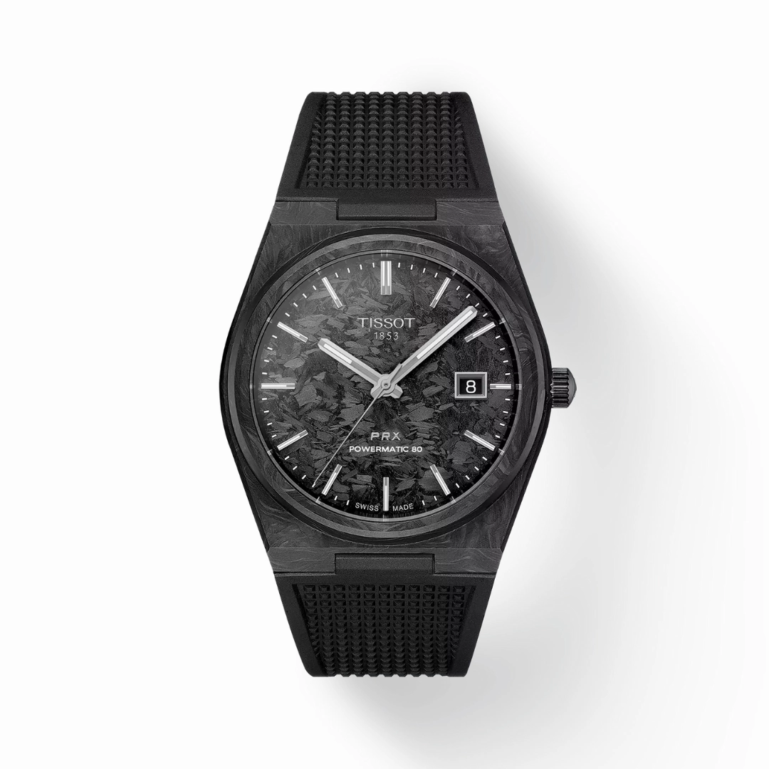 Tissot PRX 40mm Powermatic 80 Watch with Carbon Black Dial