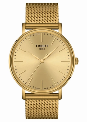 TISSOT SWISS GENTS EVERYTIME CHAMPAGNE DIAL GOLD MESH BAND T143-410-33-021-00