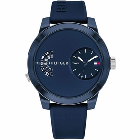 Tommy Hilfiger Men's Quartz Watch - Denim Blue Dial Silicone Strap | 1791556