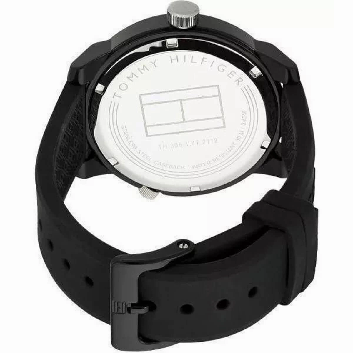 Tommy Hilfiger Men's Quartz Watch - Sport Black Dial Silicone Strap | 1791326