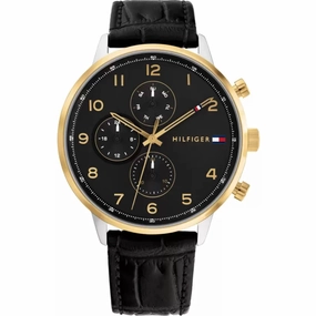 Tommy Hilfiger Men's Watch - Leonard Date Display Black Dial Leather Strap | 1791986
