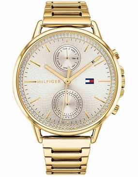 Tommy Hilfiger Womens Carly Watch - Gold-Tone - Crystals - Gold-Tone Bracelet