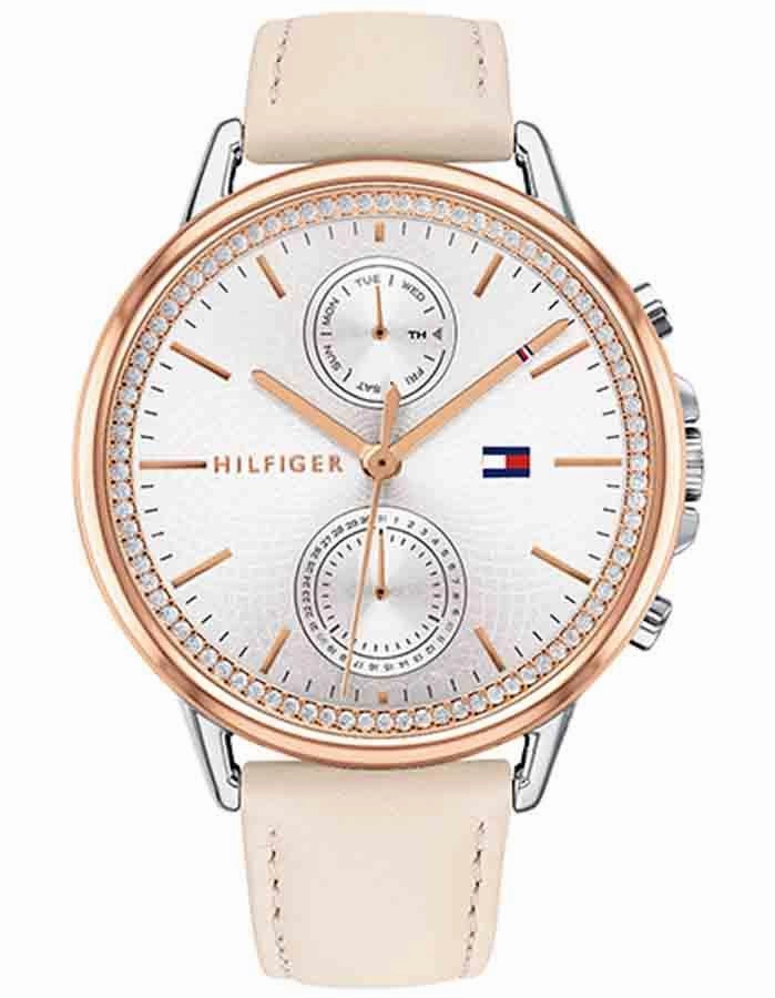 Tommy Hilfiger Womens Carly Watch - Stainless & Rose Gold - Crystals - Leather