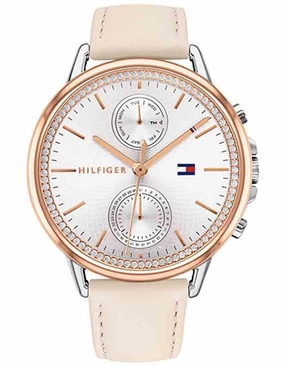 Tommy Hilfiger Womens Carly Watch - Stainless & Rose Gold - Crystals - Leather