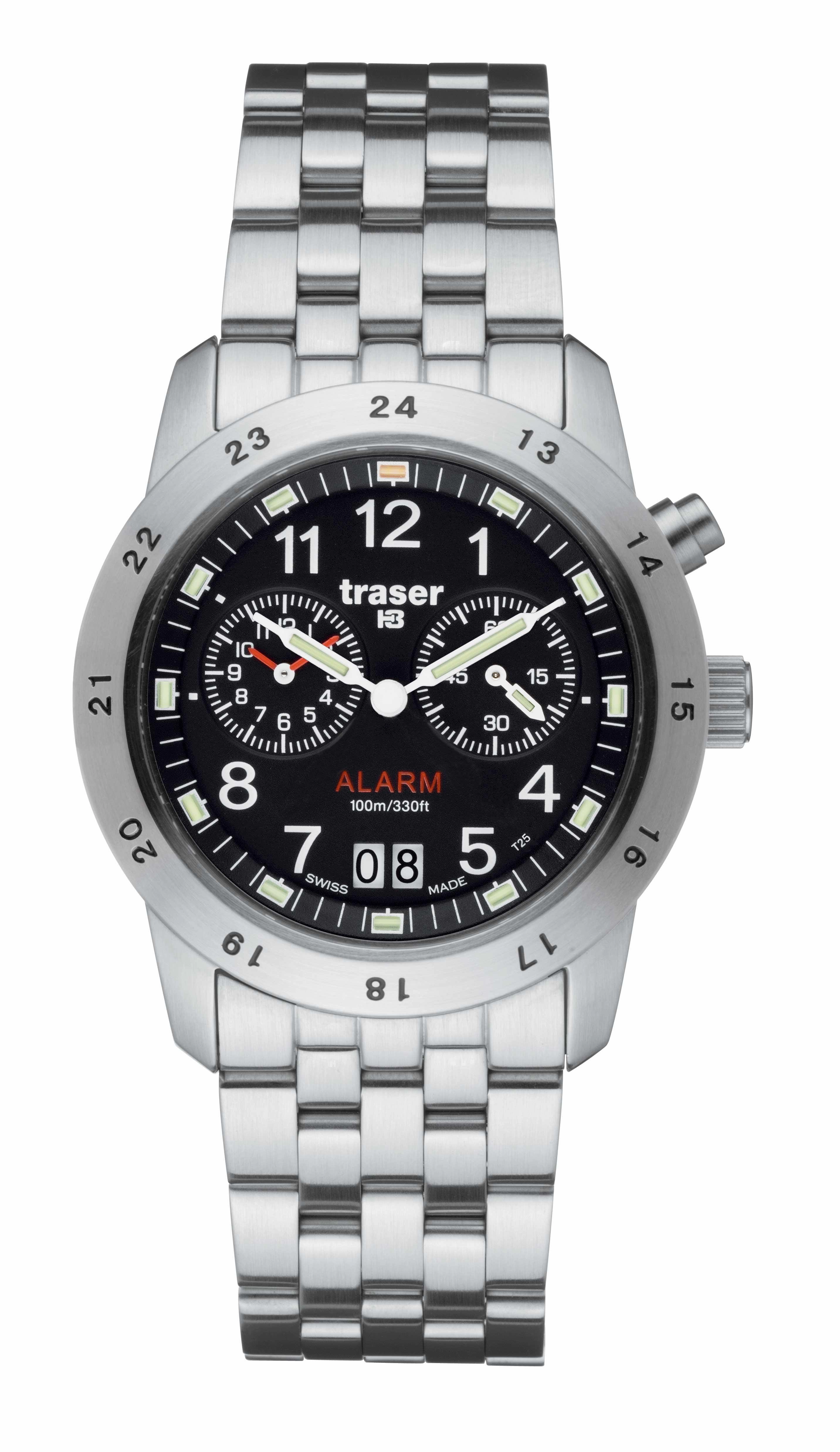 Traser T 4002 Men's Classic Alarm Big Date Steel Watch