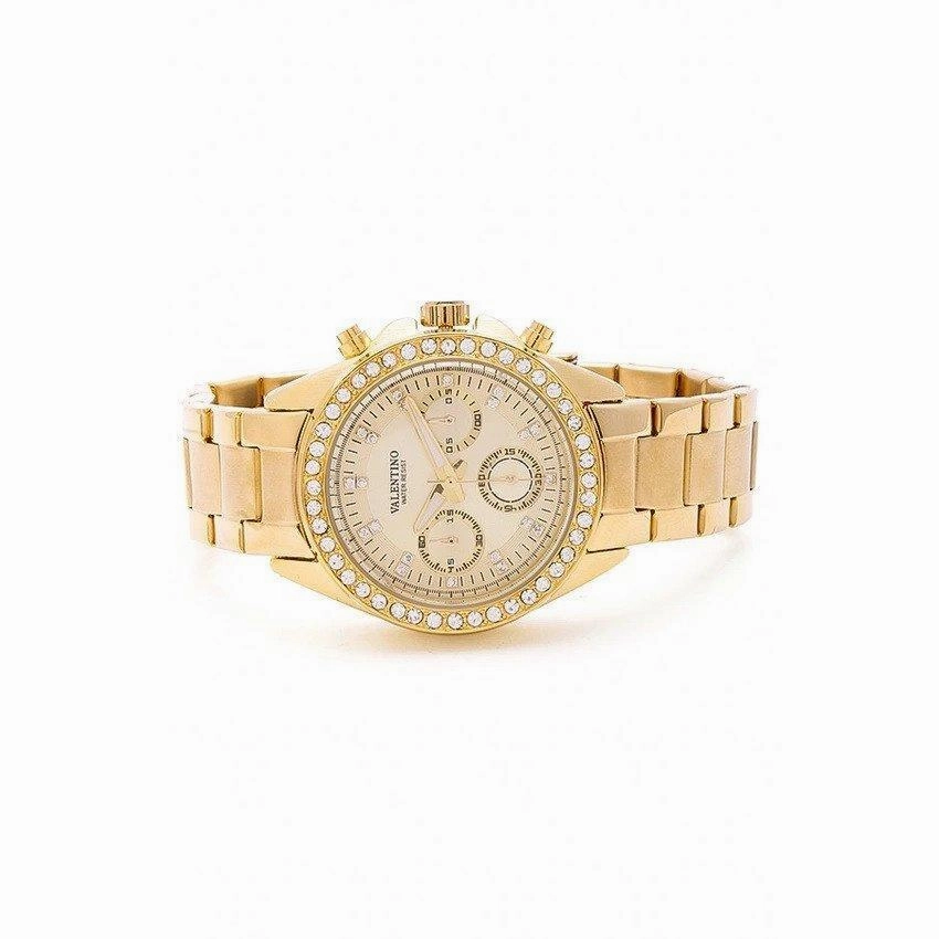 Valentino 20121502-GOLD - WHITE DIAL EXCALIBUR IP STAINLESS STEEL BAND STRAP Watch for Women