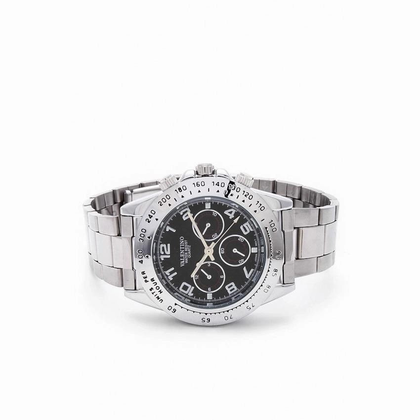 Valentino 20121652-BLACK DIAL STAINLESS BAND STRAP Watch for Men