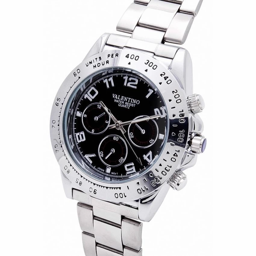 Valentino 20121652-BLACK DIAL STAINLESS BAND STRAP Watch for Men