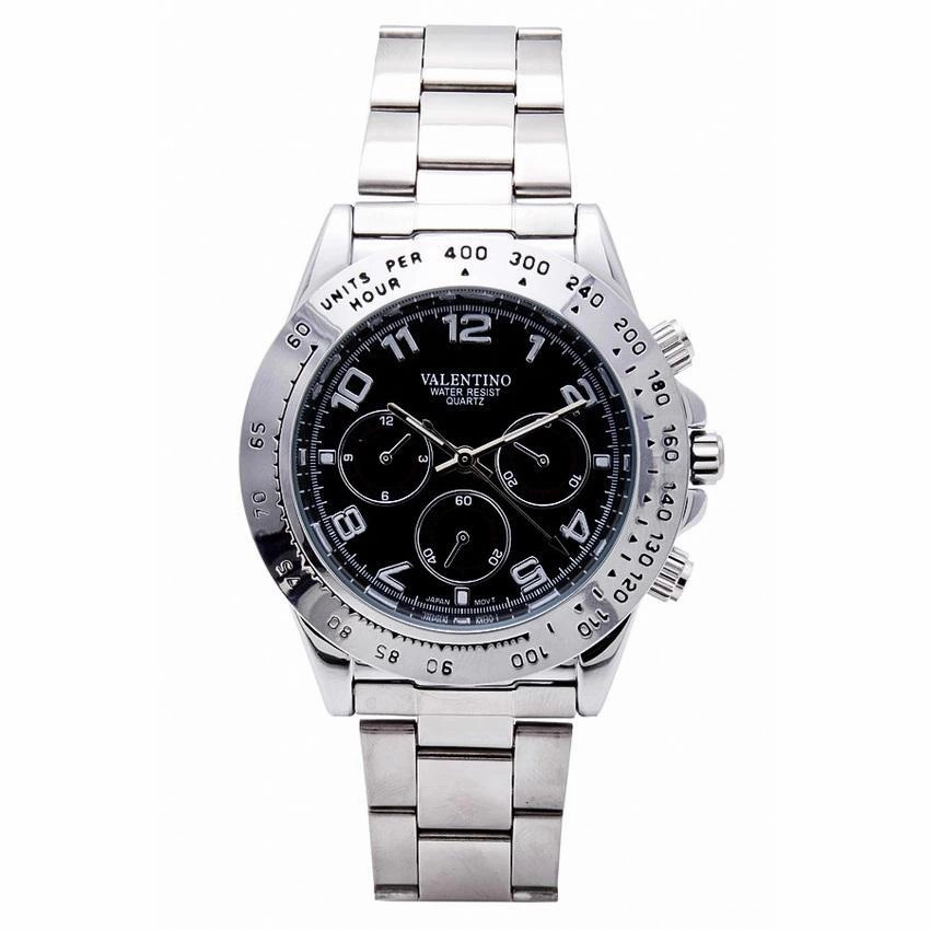 Valentino 20121652-BLACK DIAL STAINLESS BAND STRAP Watch for Men