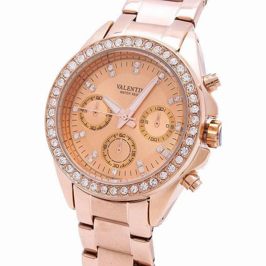 Valentino 20121662-ROSE GOLD - ROSE DIAL EXCALIBUR IP ROSE GOLD STAINLESS STEEL BAND STRAP Watch for Women