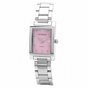 Valentino 20121783-SILVER - PINK ROMAN SHEEN IP WHITE STYLE STAINLESS BAND Strap Watch for Women