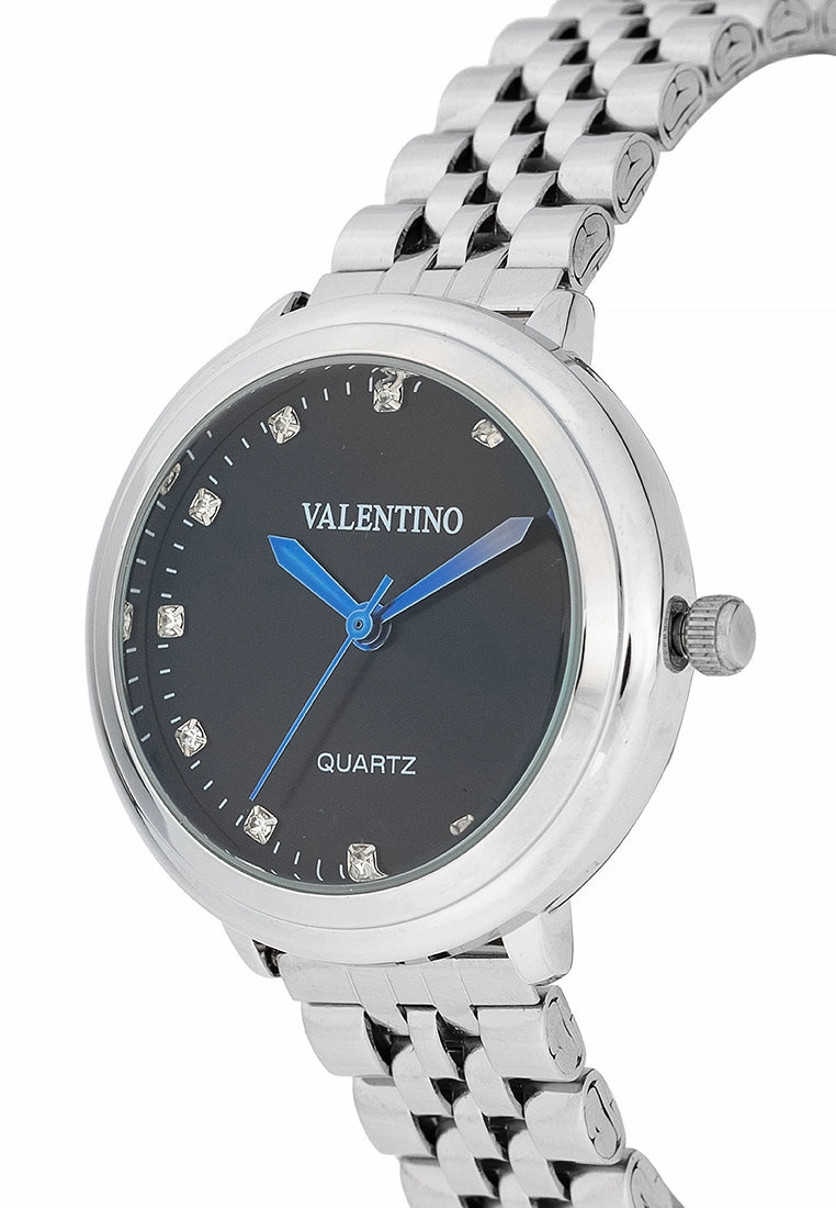 Valentino 20122429-BLACK DIAL Stainless Steel Strap Analog Watch for Women