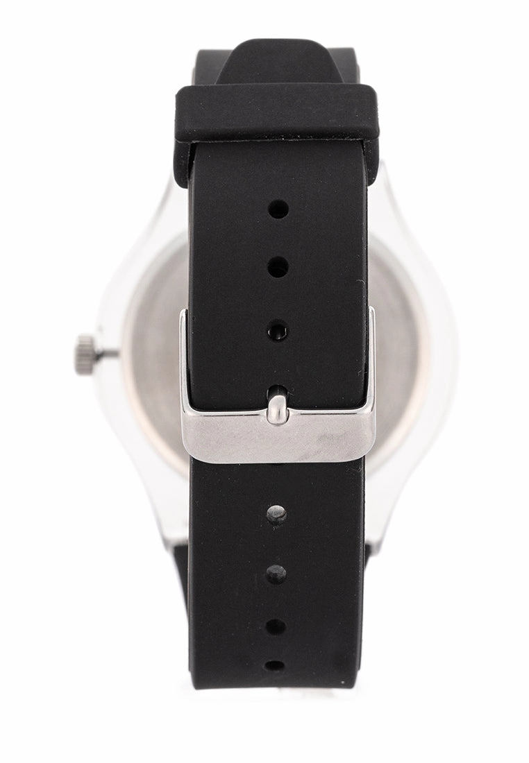 Valentino Rubber Strap Analog Watch for Women 20122094-BLK - SILVER DIAL LINE
