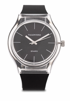 Valentino Rubber Strap Analog Watch for Women 20122094-BLK - SILVER DIAL LINE