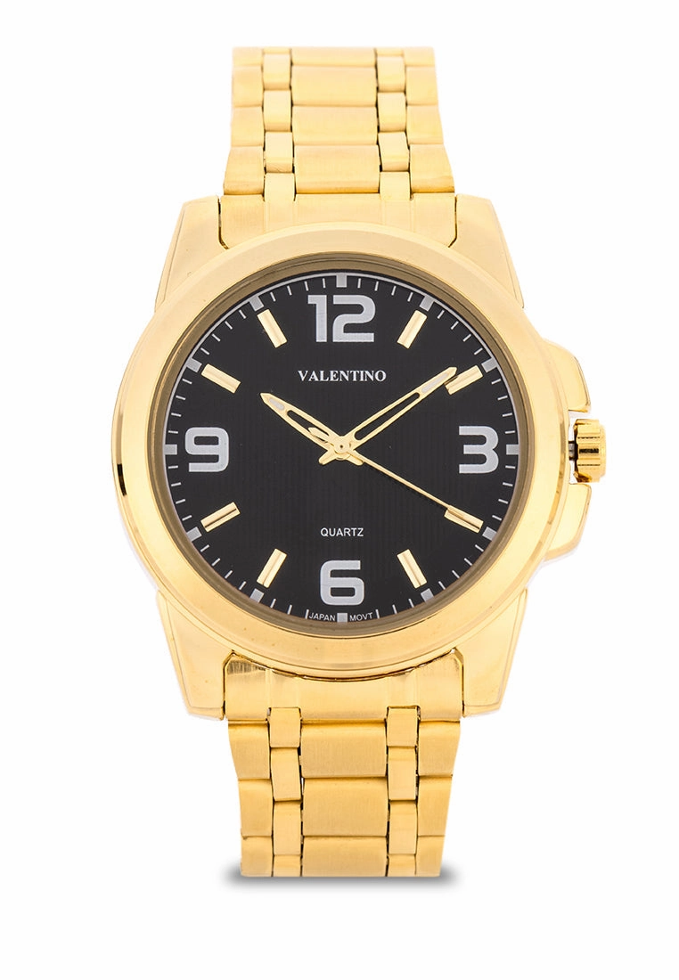Valentino Stainless Steel Strap Analog Watch for Men 20121952-GOLD - BLACK DIAL