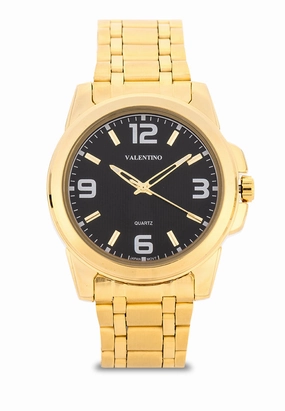 Valentino Stainless Steel Strap Analog Watch for Men 20121952-GOLD - BLACK DIAL