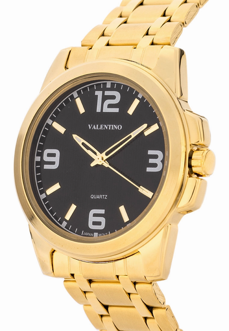 Valentino Stainless Steel Strap Analog Watch for Men 20121952-GOLD - BLACK DIAL