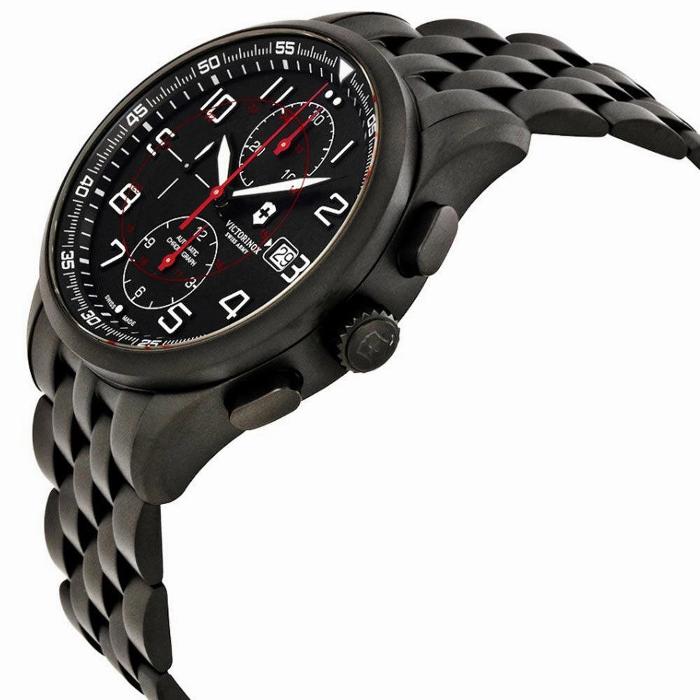 Victorinox Swiss Army Men's Automatic Chronograph Watch - AirBoss Black Dial Bracelet | 241741