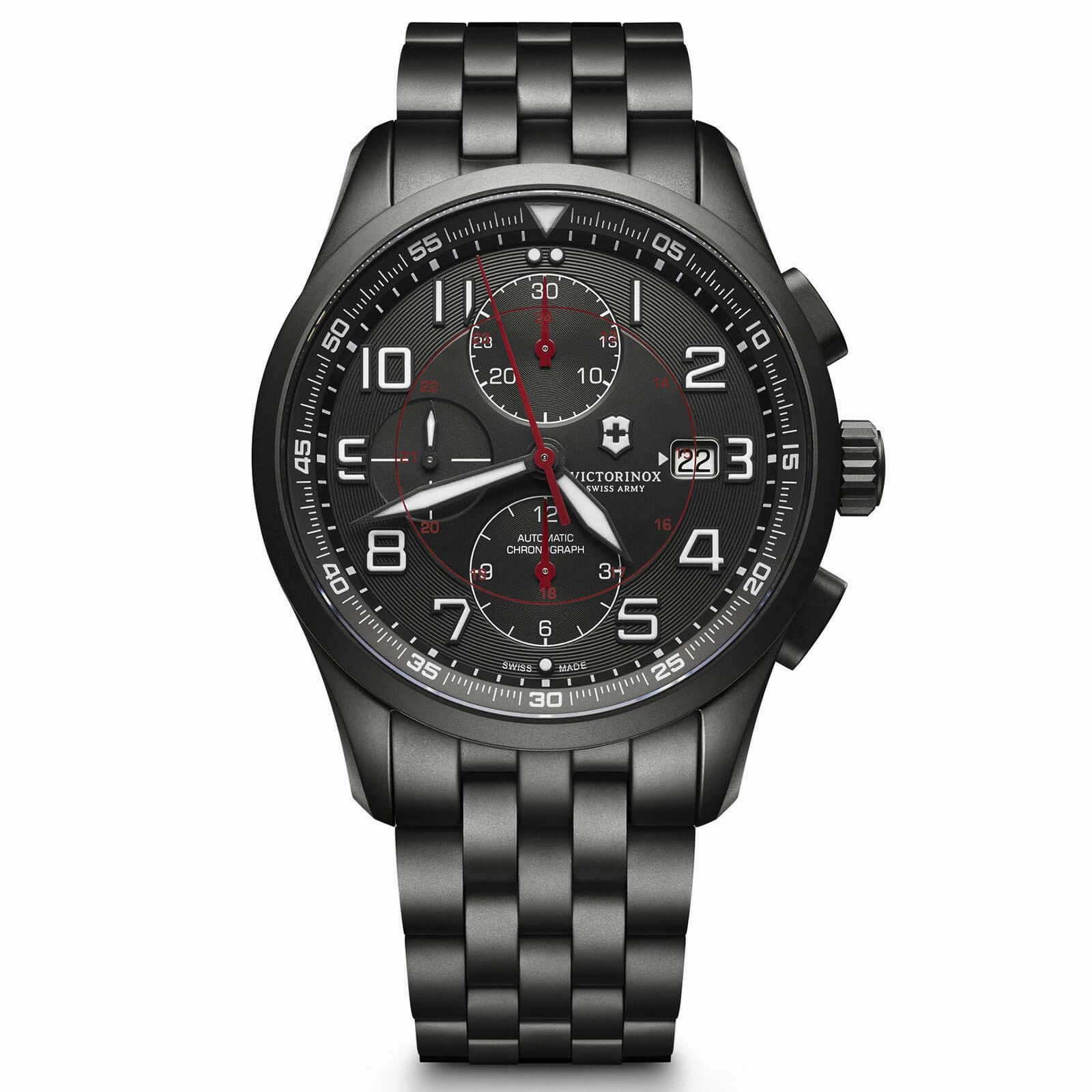 Victorinox Swiss Army Men's Automatic Chronograph Watch - AirBoss Black Dial Bracelet | 241741