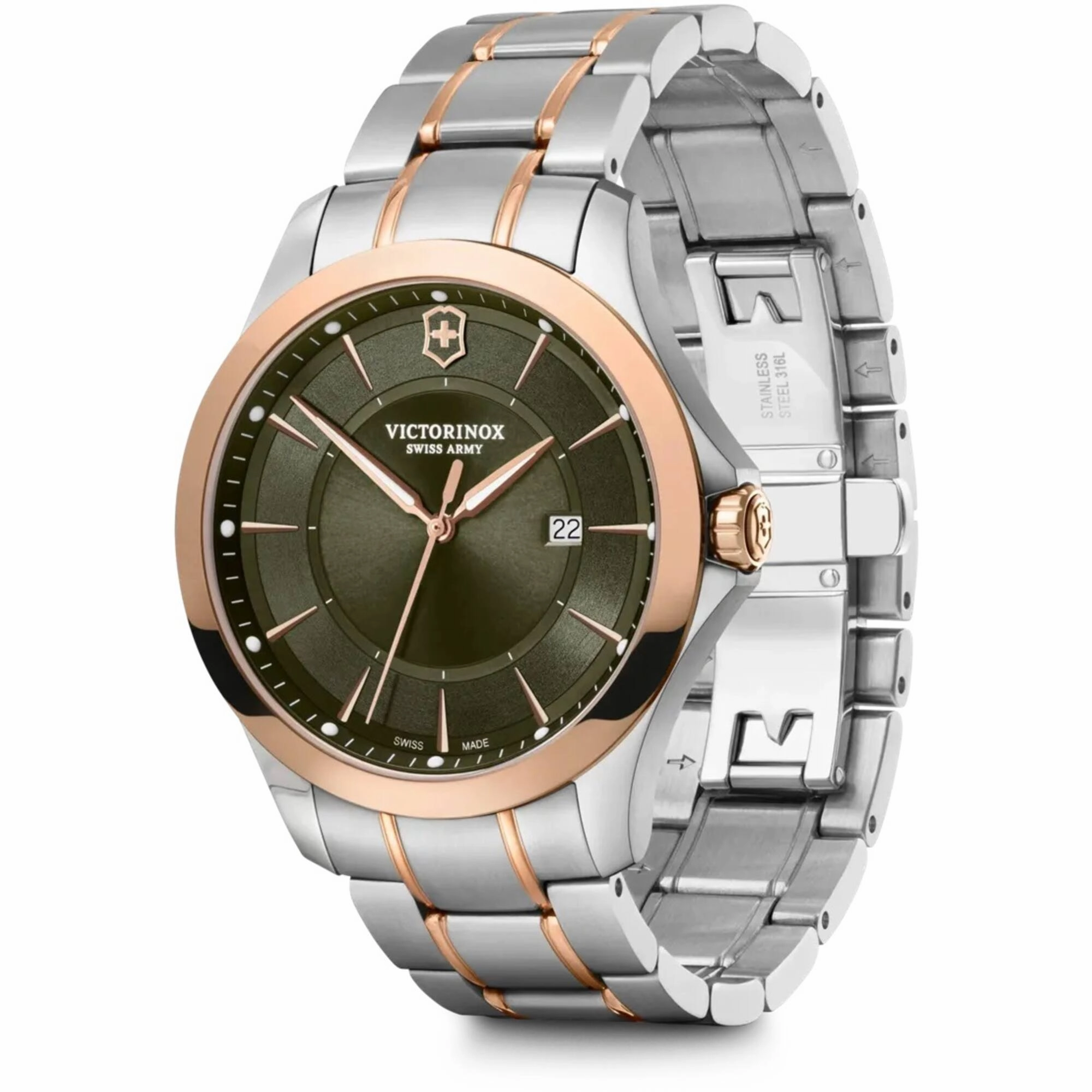 Victorinox Swiss Army Men's Watch - Alliance Green Dial Two Tone Bracelet | 241913
