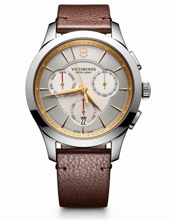 Victorinox Swiss Army Mens Alliance Chrono - Two-Tone - Brown Strap - Day/Date