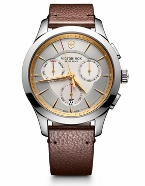 Victorinox Swiss Army Mens Alliance Chrono - Two-Tone - Brown Strap - Day/Date