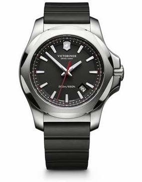 Victorinox Swiss Army Mens INOX - Black Dial and Rubber Strap - Date - 200m
