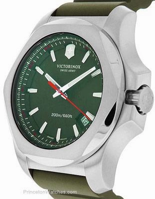Victorinox Swiss Army Mens INOX - Olive Drab  Dial & Rubber Strap - Date - 200m