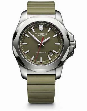 Victorinox Swiss Army Mens INOX - Olive Drab  Dial & Rubber Strap - Date - 200m