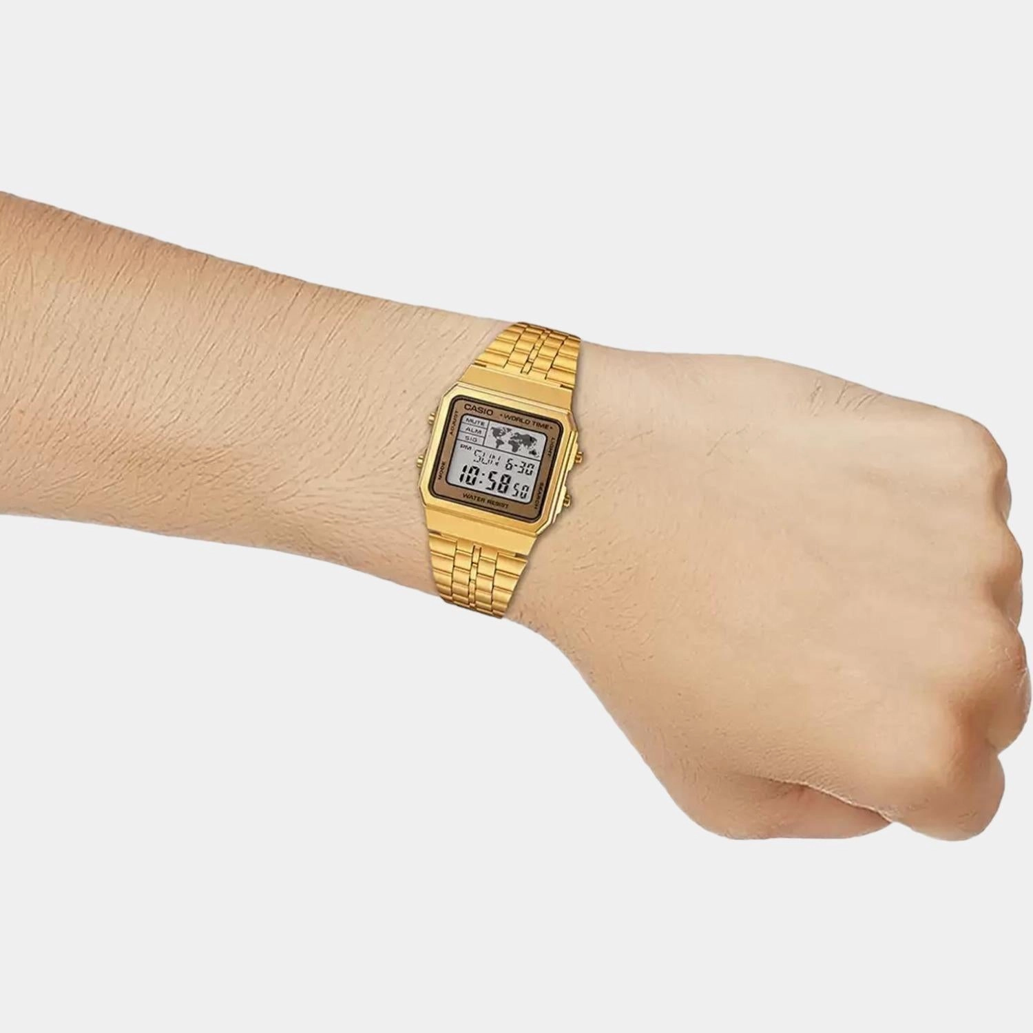 Vintage Unisex Digital Stainless Steel Watch D134 - A500WGA-9DF