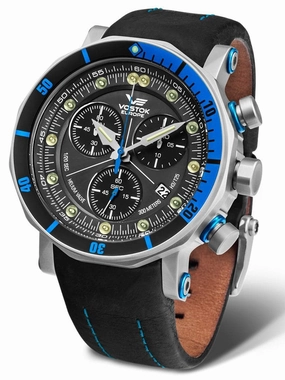 Vostok-Europe LUNOKHOD 2 GRAND CHRONO Mens Blue Silver Watch 6S30/6205213