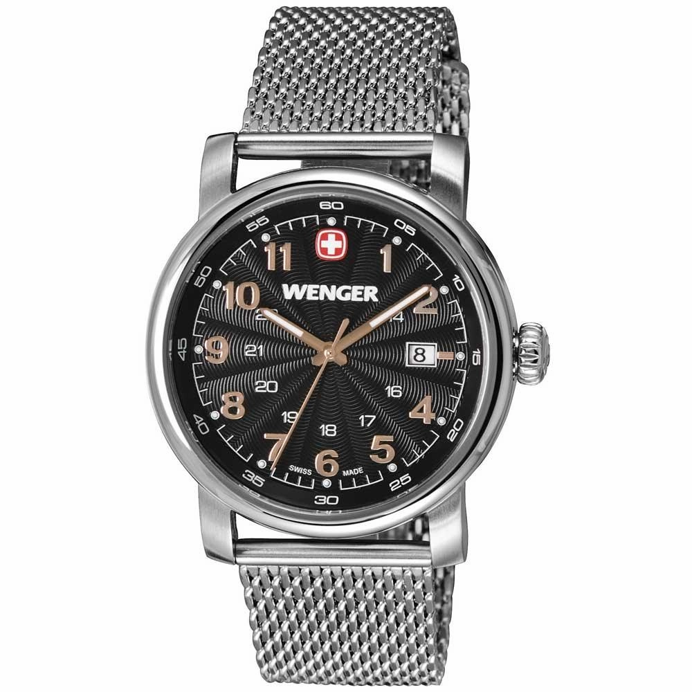 Wenger 1041.106 Men's Urban Classic Black Dial Stainless Steel Mesh Bracelet Watch