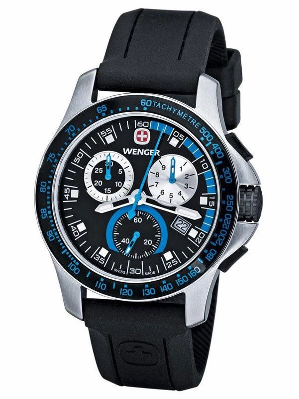 Wenger 70790 Men's Quartz Chronograph Black Dial Watch