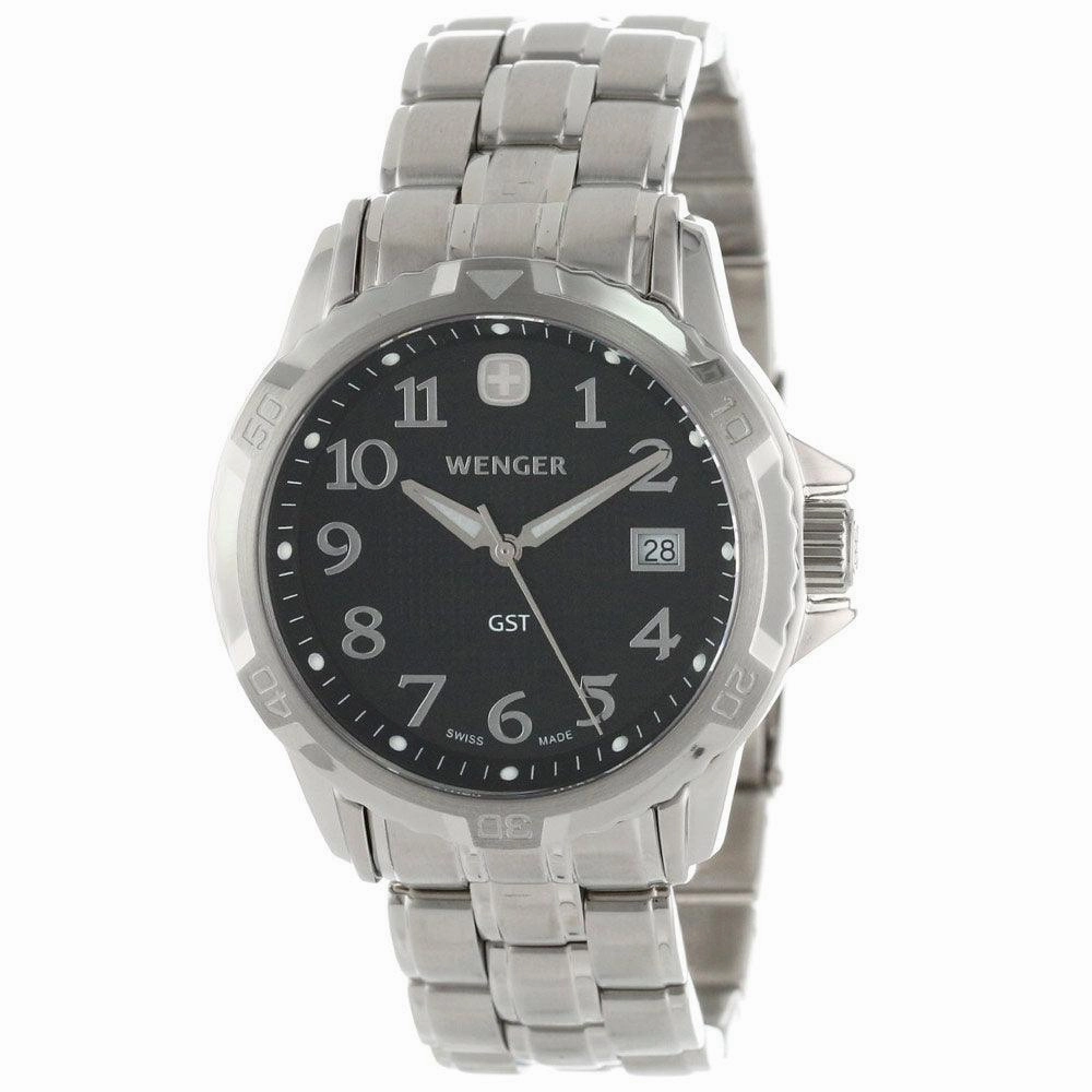 Wenger 78236 Men's GST Black Dial Stainless Steel Bracelet Watch