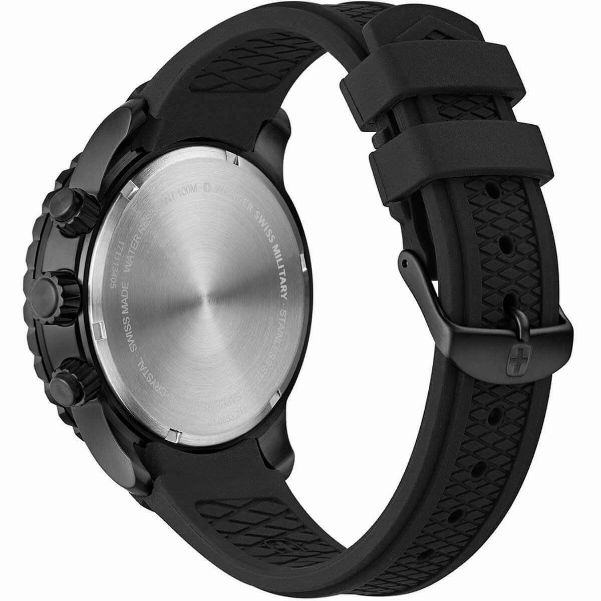 Wenger Men's Chronograph Watch - Roadster Black Night Rubber Strap | 01.0853.213S