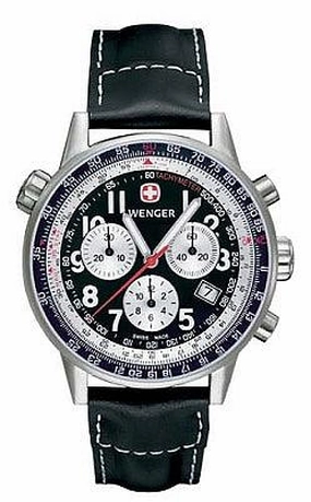 Wenger Men's Swiss Made Leather Strap Commando SR Chrono 70873