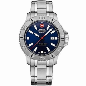 Wenger Men's Swiss Quartz Watch - Blue Dial Silver Tone Steel Bracelet | 01.9041.211C
