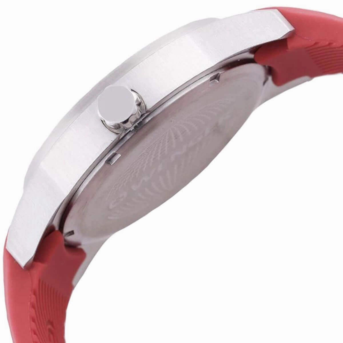 Wenger Men's Watch - Field Silver Tone Case Red Dial Silicone Strap | 01.0441.142