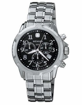 Wenger Mens GST Chronograph - Black Dial - Stainless Steel Bracelet