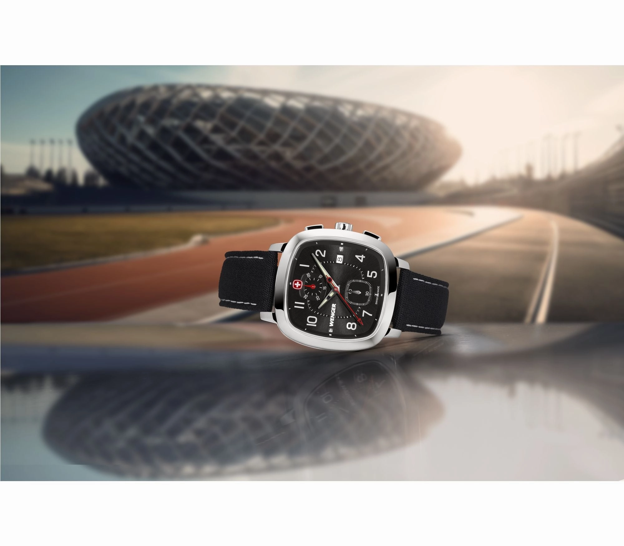 Wenger Vintage Sport Chrono 39.5mm Black Dial Leather Watch 01.1933.108
