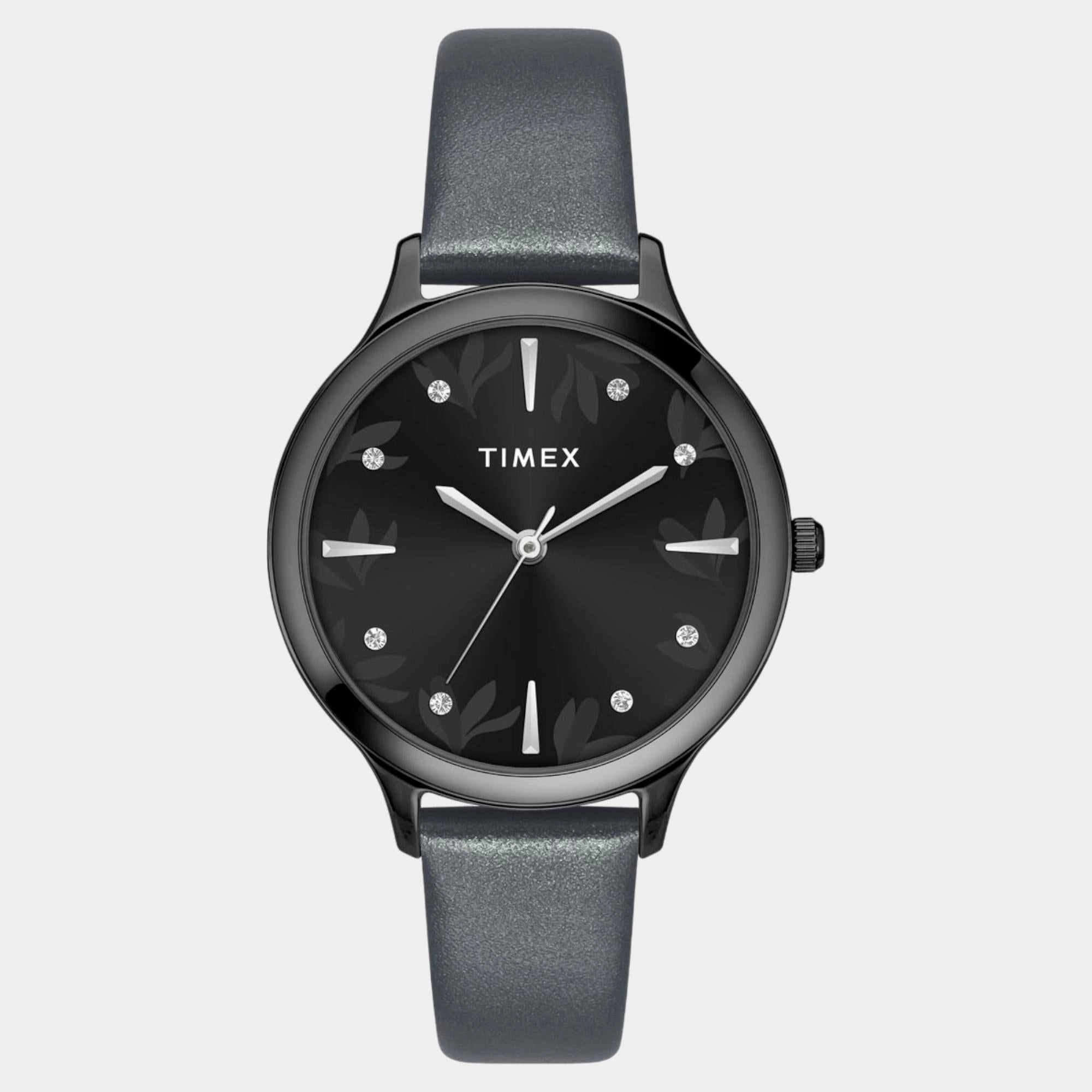 Women Quartz Black Dial Analog Leather Watch TWTL12109