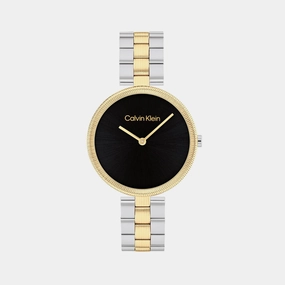 Women Quartz Black Dial Analog Stainless Steel Watch 25100012