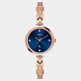 Women Quartz Blue Dial Analog Brass Watch TWEL18305