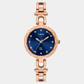 Women Quartz Blue Dial Analog Brass Watch TWEL19901