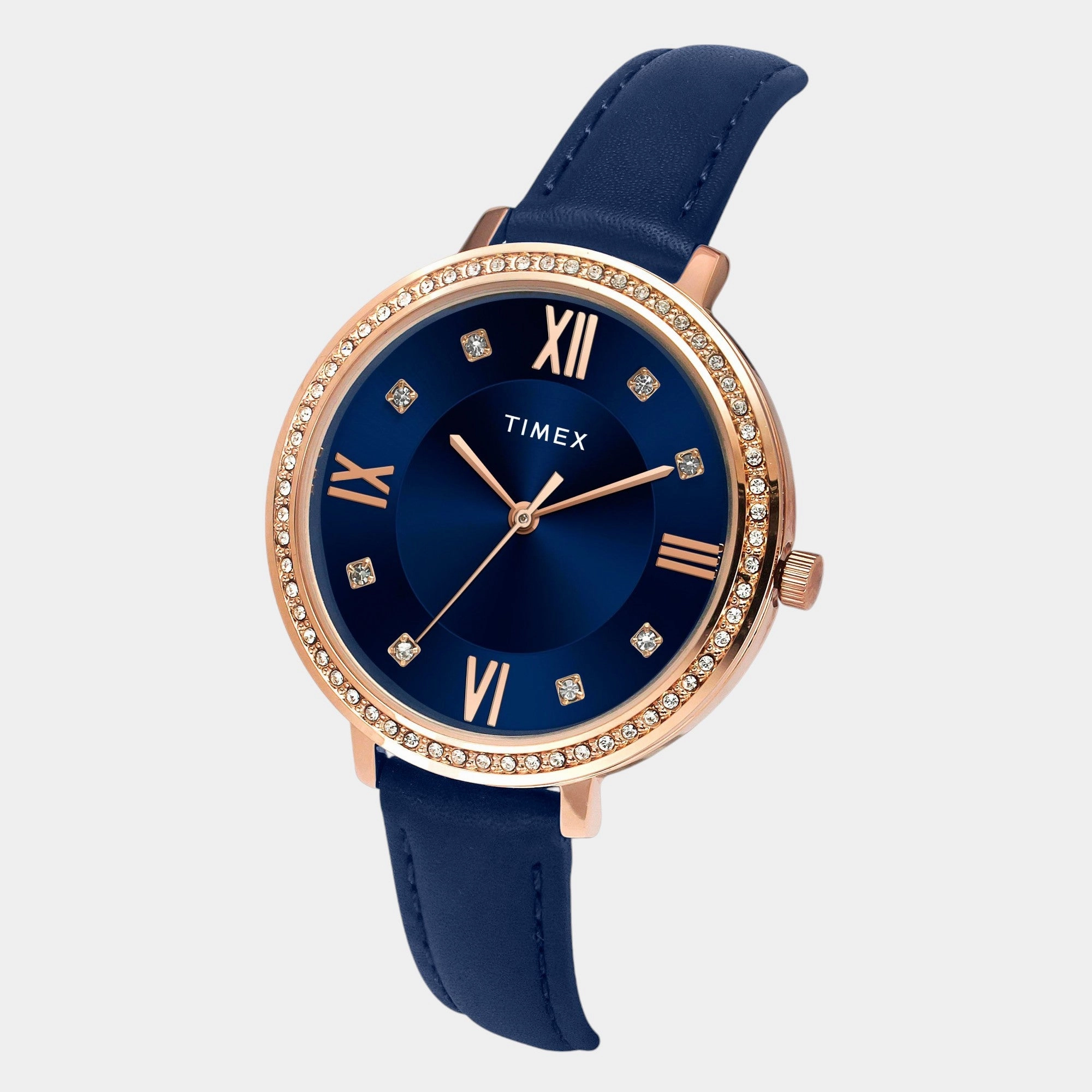 Women Quartz Blue Dial Analog Leather Watch TWEL14712