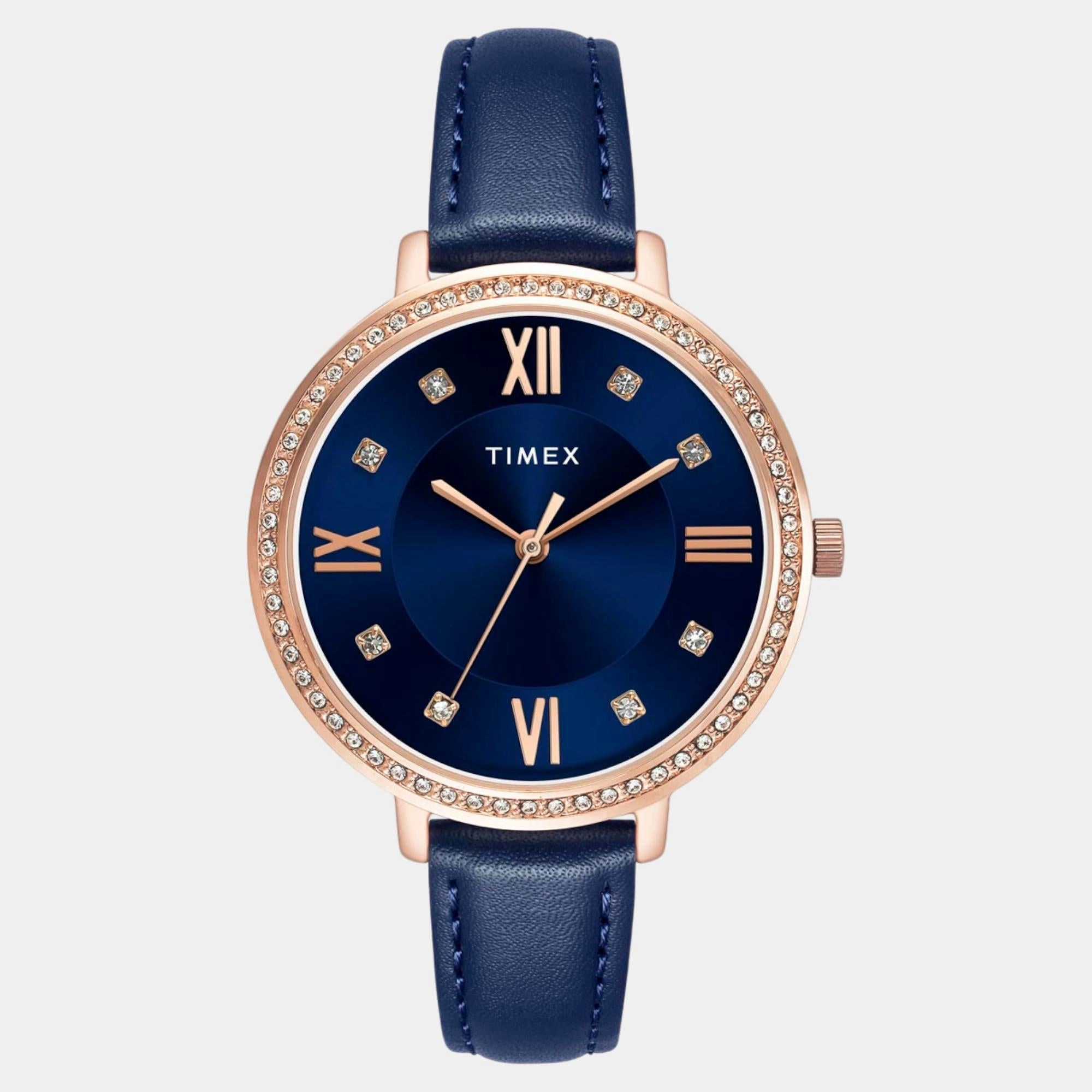 Women Quartz Blue Dial Analog Leather Watch TWEL14712
